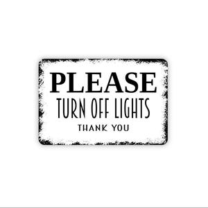 Please Turn Off Lights Thank You Sign | Energy Saving Reminder Wall Décor | Metal Light Switch Sign or Canvas for Home or Office