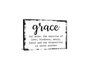 Grace Definition Sign | Inspirational Wall Decor | Metal Christian Sign |  Definition Canvas | Faith Home Wall Art | Gift for Family