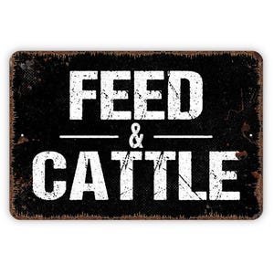 Feed and Cattle Sign | Farm Ranch Wall Decor | Rustic Barn Country Art | Livestock Feed Sign | Metal Sign or Canvas Wall Art image 4
