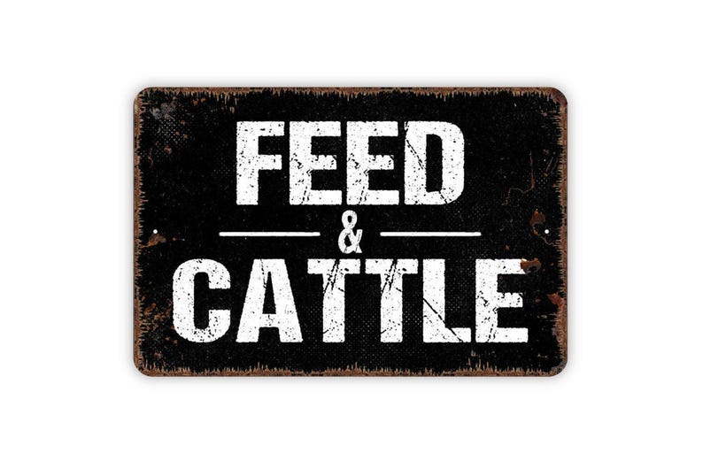 Feed and Cattle Sign | Farm Ranch Wall Decor | Rustic Barn Country Art | Livestock Feed Sign | Metal Sign or Canvas Wall Art image 4