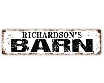 Personalized Barn Sign | Custom Rustic Farmhouse Decor | Metal Sign for Barn Yard Farm Stable Country Home