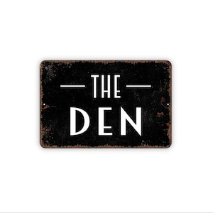 The Den Sign | Cozy Home Wall Decor | Family Room Cabin Lounge Entry Sign | Rustic Hangout Space Art | Metal Or Canvas Sign