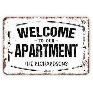 Personalized Welcome To Our Apartment Sign - Custom Metal Wall Art Indoor Or Outdoor