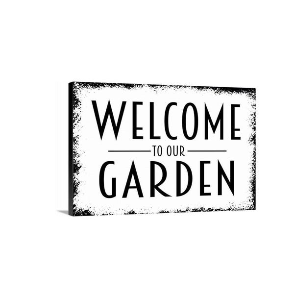 Welcome To Our Garden Sign – Outdoor Yard Patio Flower Bed Wall Decor – Garden Entryway Greeting Sign – Rustic Metal Sign or Magnet Gift