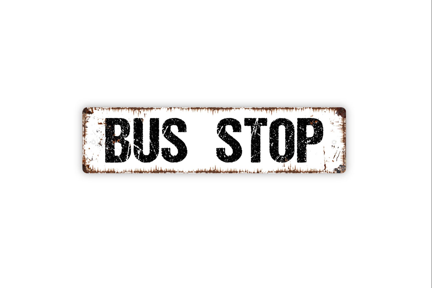 Bus Stop Sign - Rustic Metal Street Sign or Door Name Plate Plaque