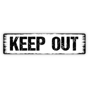 Keep Out Sign - Do Not Enter Private Property No Trespassing Rustic Street Metal Sign or Door Name Plate Plaque