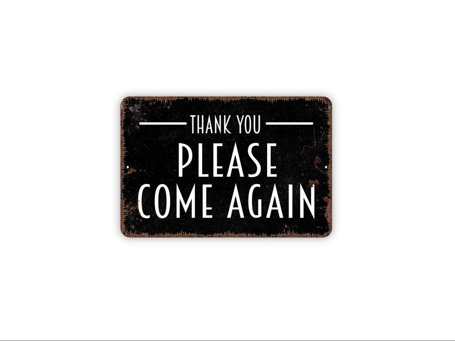 Thank You Please Come Again Sign | Rustic Business Wall Sign for