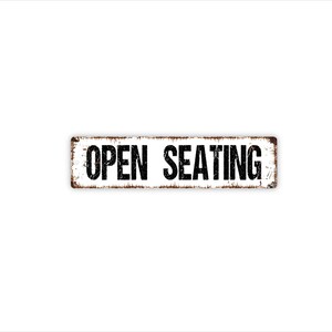 Open Seating Sign | Restaurant Dining Sign | Rustic Cafe Decor | Wedding Reception Sign | Business Seating