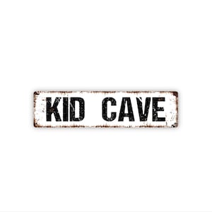 Kid Cave Sign | Metal Wall Decor for Playroom, Bedroom, Game Room, Kids Hangout Space | Fun Kids Only Cave Sign image 1