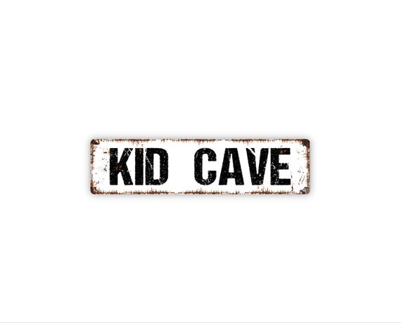 Kid Cave Sign | Metal Wall Decor for Playroom, Bedroom, Game Room, Kids Hangout Space | Fun Kids Only Cave Sign