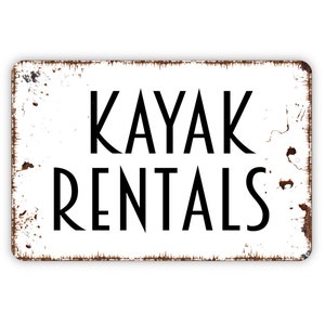 Kayak Rentals Sign, Metal Sign, Farmhouse Contemporary Modern Wall Metal Sign