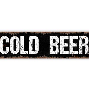 Cold Beer Sign | Metal Bar Wall Decor for Garage, Man Cave, Home Bar, Patio | Ice Cold Beer Drink Station Sign image 4