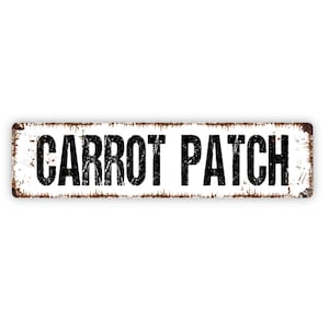 Carrot Patch Sign - Vegetables Garden Marker Produce Farmers Market Bunny Rabbit Rustic Street Metal Sign or Door Name Plate Plaque