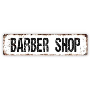Barber Shop Sign - Hair Stylist Vinyl Sticker Or  Metal Street Sign or Door Name Plate Plaque