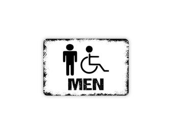 Men Bathroom Sign, Restroom Handicap Accessible Sign, Mens Restroom Gift, Directional Sign, Metal Or Magnet