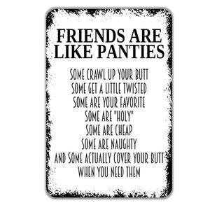 Friends Are Like Panties Sign - Best Friends Funny Metal Wall Art - Indoor or Outdoor