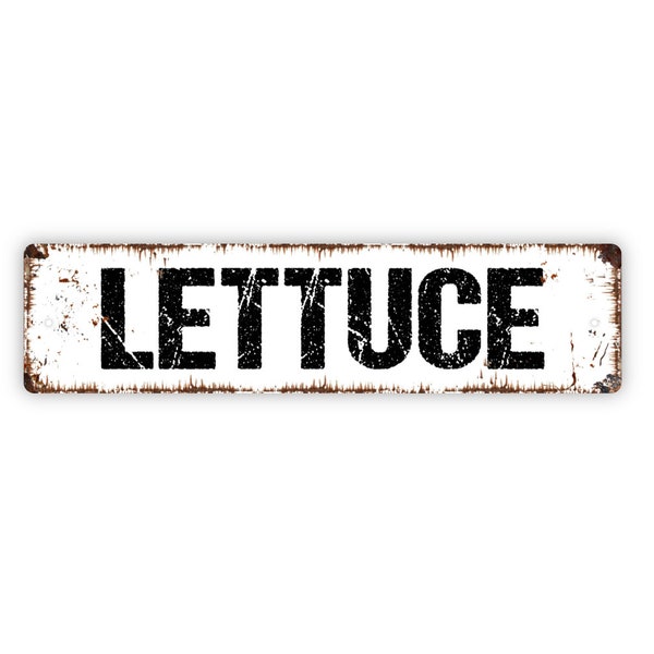 Lettuce Sign - Vegetables Garden Marker Produce Farmers Market Rustic Street Metal Sign or Door Name Plate Plaque