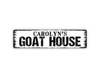 Personalized Goat House Sign Metal Wall Decor Custom Farm Name Barn Livestock Shelter Homestead Property Gift