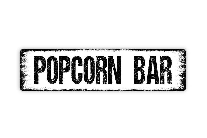 Popcorn Bar Sign - Movie Night Party Wall Decor - Wedding Snack Table Gift - Metal Sign image 5