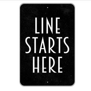 Line Start Here Vertical Sign, Queue Direction Wall Art, Business Wayfinding Signage, Entry Line Guide, Metal Or Canvas Art