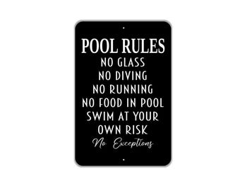 Personalized Pool Rules Sign Backyard Swimming Pool Rules Gift Metal Sign Magnet Pool Area Sign