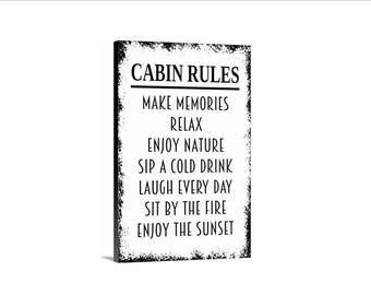 Cabin Rules Sign Wall Decor | Rustic Cabin Gift | Lake House Rules Sign | Family Cabin Decor | Metal Sign or Magnet Wall Art