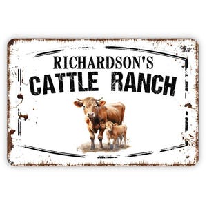 Personalized Cattle Ranch Sign - Custom Farm Cow Farmer Metal Wall Art Indoor Or Outdoor