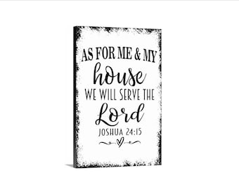 As For Me And My House We Will Serve The Lord Sign | Christian Wall Decor | Metal Sign or Canvas | Faith Home | Religious Scripture