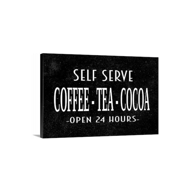Self Serve Coffee Tea Cocoa Open 24 Hours Sign | Coffee Bar Sign | Metal Wall Sign | Magnet | Kitchen Gift | Rustic Coffee Decor