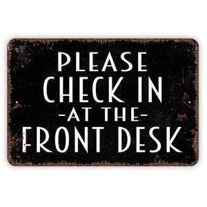 Please Check in at the Front Desk Sign - Metal Sign, Farmhouse ...