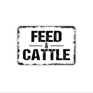 Feed and Cattle Sign | Farm Ranch Wall Decor | Rustic Barn Country Art | Livestock Feed Sign | Metal Sign or Canvas Wall Art image 1