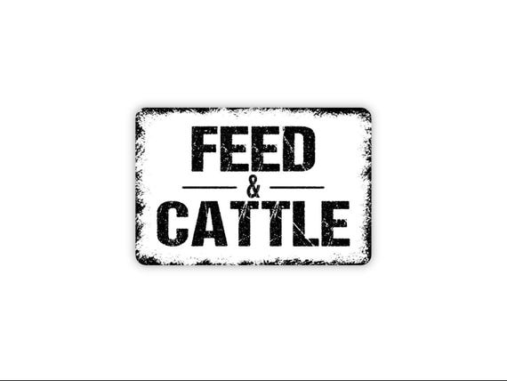 Feed and Cattle Sign | Farm Ranch Wall Decor | Rustic Barn Country Art | Livestock Feed Sign | Metal Sign or Canvas Wall Art