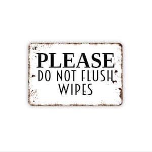 Please Do Not Flush Wipes Sign. Bathroom Canvas Or Metal Restroom Sign, Septic Safe Toilet Paper Only Sign for Business Home