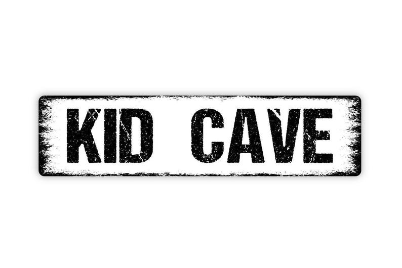 Kid Cave Sign | Metal Wall Decor for Playroom, Bedroom, Game Room, Kids Hangout Space | Fun Kids Only Cave Sign image 6