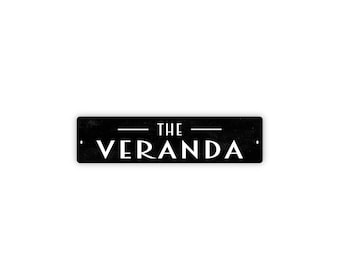 The Veranda Sign Metal Wall Decor for Porch Patio Entry Outdoor Living Space Front Porch Veranda Wall Art Home Accent