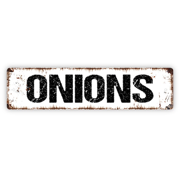 Onions Sign - Vegetables Garden Marker Produce Farmers Market Rustic Street Metal Sign or Door Name Plate Plaque