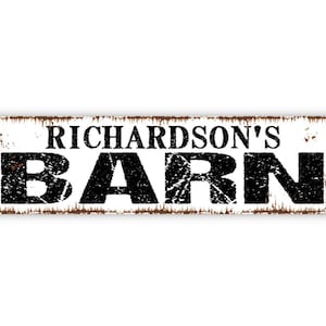 Personalized Barn Sign | Custom Rustic Farmhouse Decor | Metal Sign or Vinyl Sticker for Barn Yard Farm Stable Country Home
