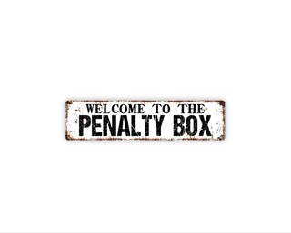 Targa In Latta Divertente Per Hockey 'No Chirping In The Penalty Box' 30,5x20,3 Cm