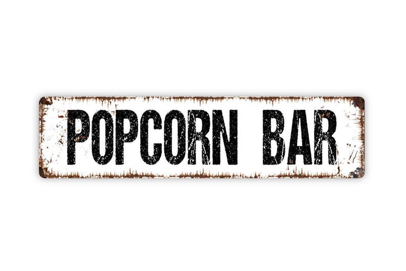 Popcorn Bar Sign - Movie Night Party Wall Decor - Wedding Snack Table Gift - Metal Sign image 6