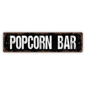 Popcorn Bar Sign - Movie Night Party Wall Decor - Wedding Snack Table Gift - Metal Sign image 4