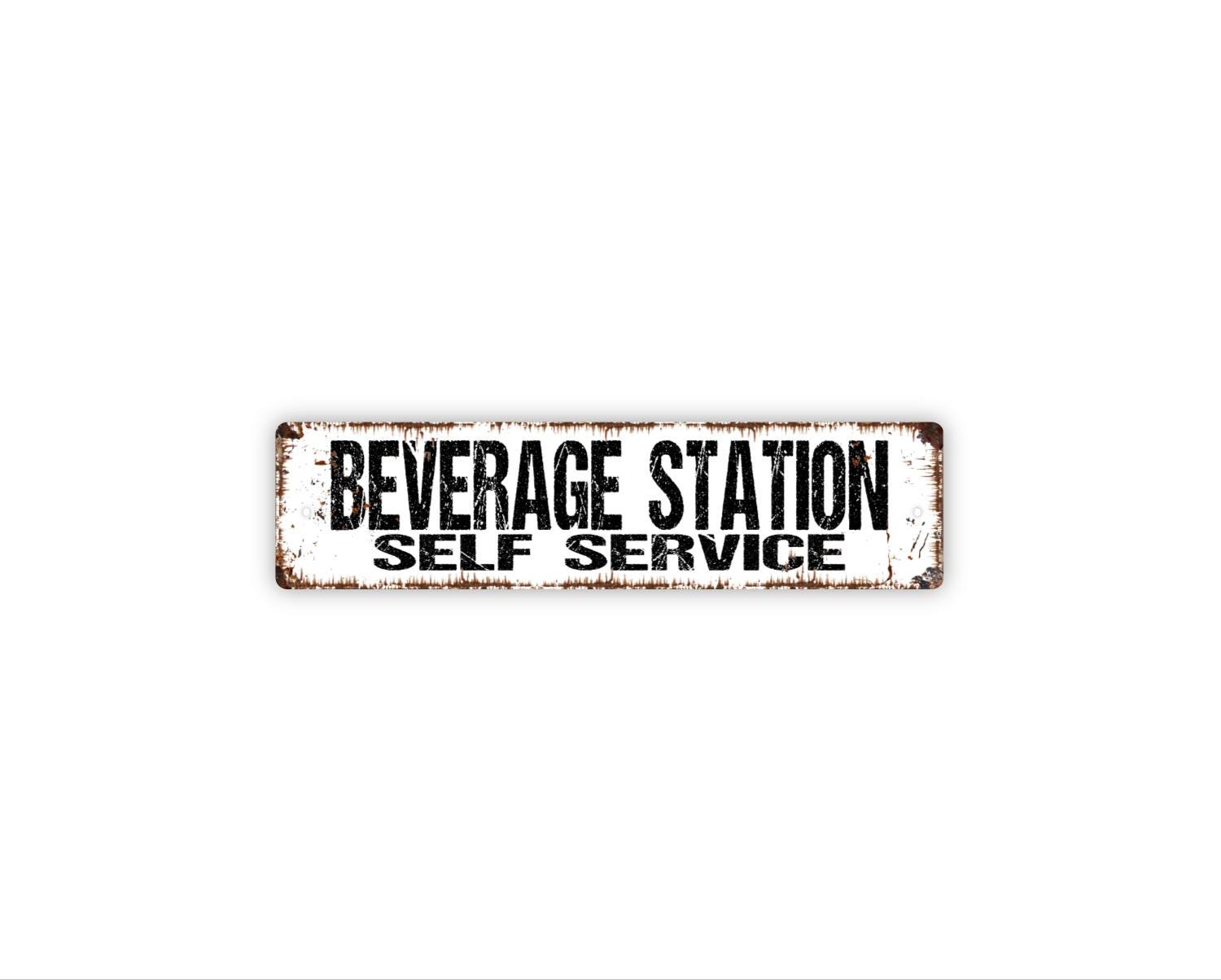 Beverage Station Self Service Sign | Metal Drink Station Wall Decor for ...