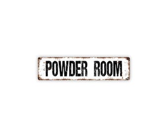Powder Room Sign | Bathroom Restroom Door Wall Decor | Metal Sign for Home Guest Bath Toilet