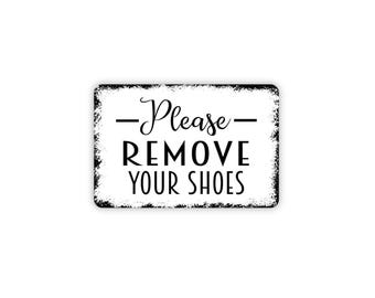 Please Remove Your Shoes Sign | Shoes Off Courtesy Notice For Homes Offices Yoga Studios | Entryway Mudroom Metal Sign Or  Magnet Gift