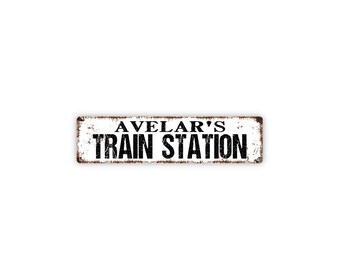 Personalized Train Station Sign | Custom Station Name Gift | Railroad Decor | Kids Room Playroom Vintage Sign