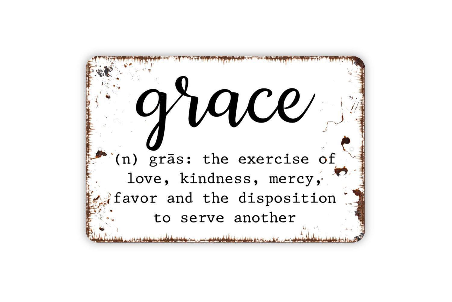 Grace Definition Sign - Inspirational Metal Indoor or Outdoor Wall Art