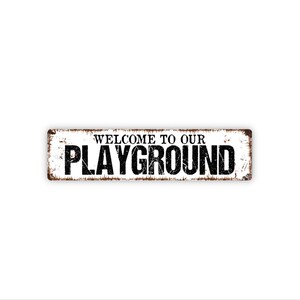Welcome To Our Playground Sign | Backyard Kids Play Area Gift | Outdoor Play Space Yard Decor | Family Fun Zone Sign