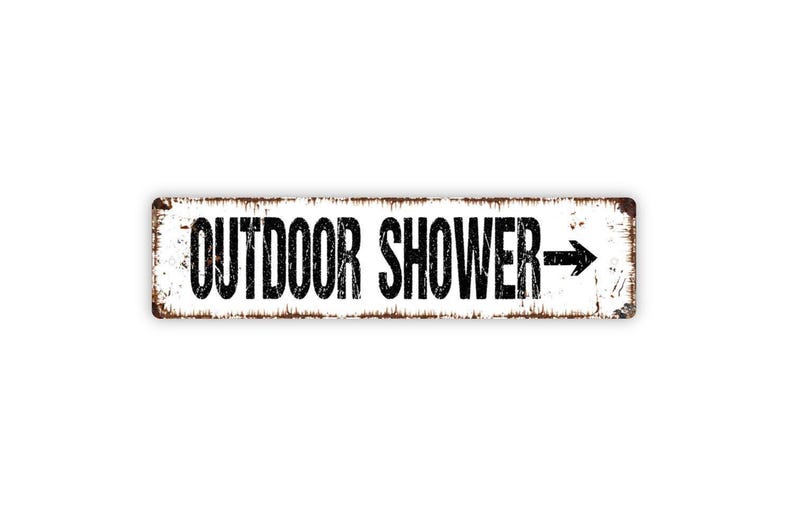 Outdoor Shower With Arrow Sign | Pool Beach Rinse Direction Sign ...