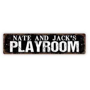 Personalized Playroom Sign, Custom Metal Sign, Rustic Street Sign or ...