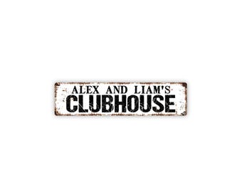 Personalized Clubhouse Sign | Custom Name Gift | Kids Playroom Backyard Hideout Decor | Family Space Sign