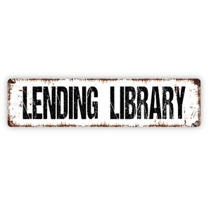 Lending Library Sign - Read Reading Corner Nook Rustic Street Metal Sign or Door Name Plate Plaque